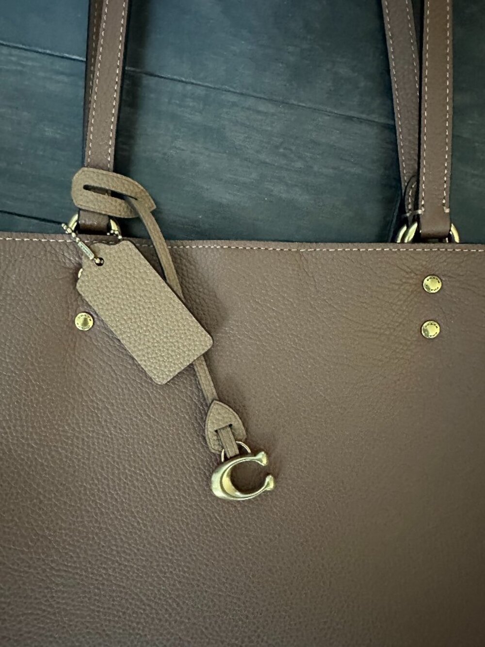 Coach Plaza Brown Pebble Polished Leather Tote/Shoulder Bag #A2080-88341 - Picture 2 of 13